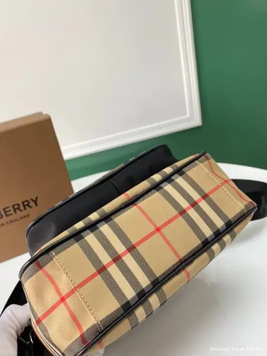 Official First Bag Ru Check Leather BURBERRY Crossbody Vintage Bag and 0606